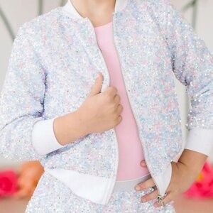 Mila & Rose cotton candy sequin jacket 5/6 NWT